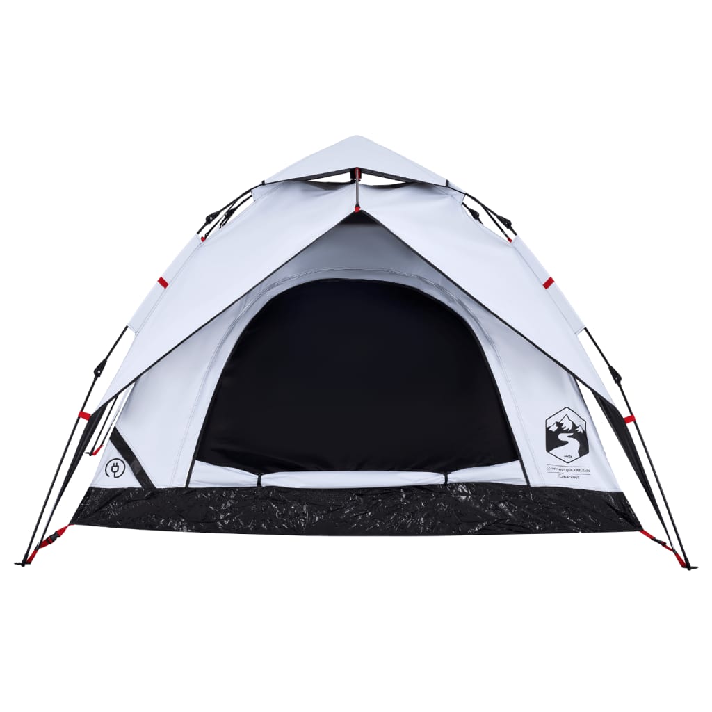 vidaXL Camping Tent Dome 3-Person White Blackout Fabric Quick Release