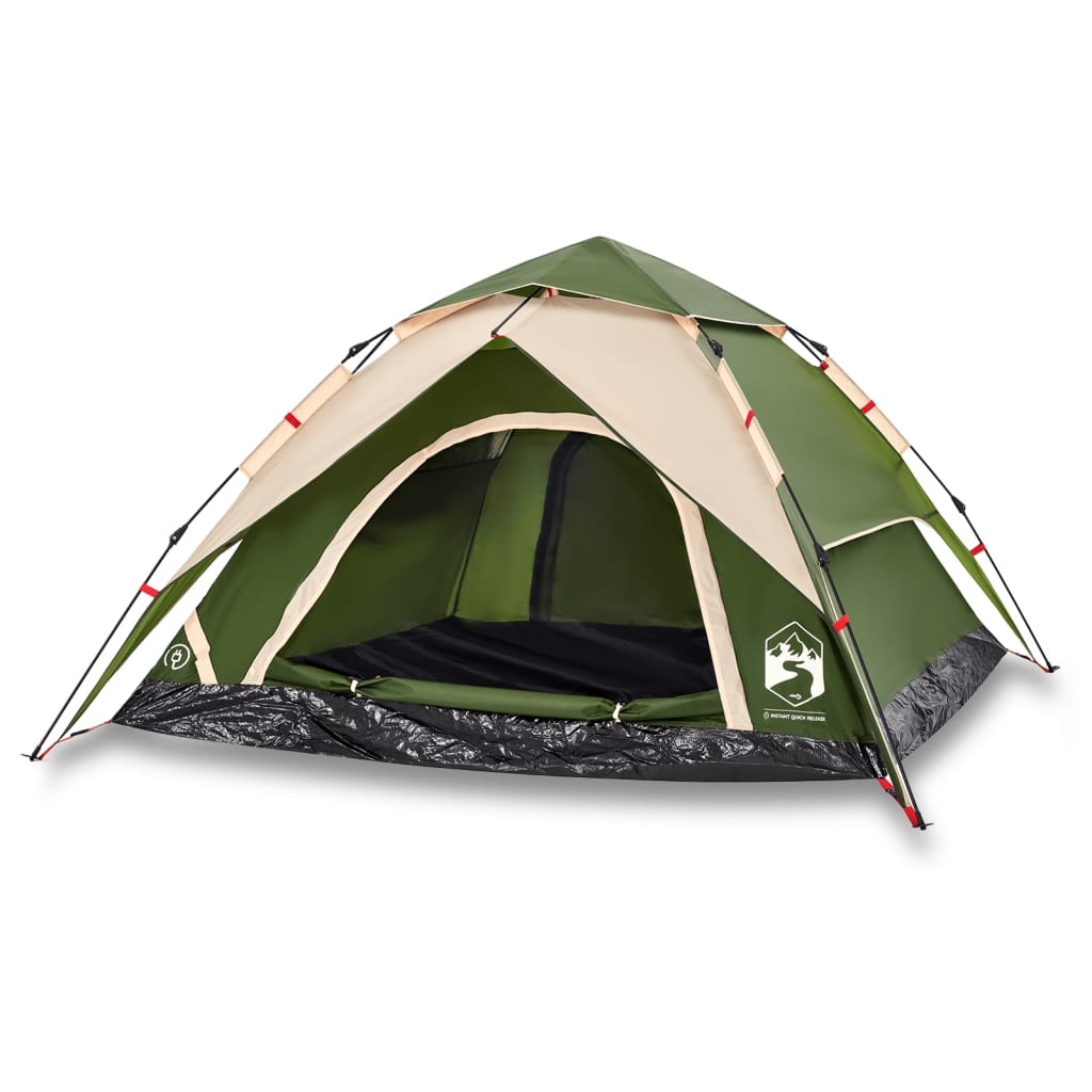 vidaXL Camping Tent Dome 4-Person Green Quick Release