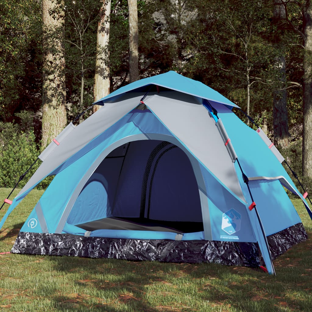 vidaXL Camping Tent Dome 4-Person Blue Quick Release