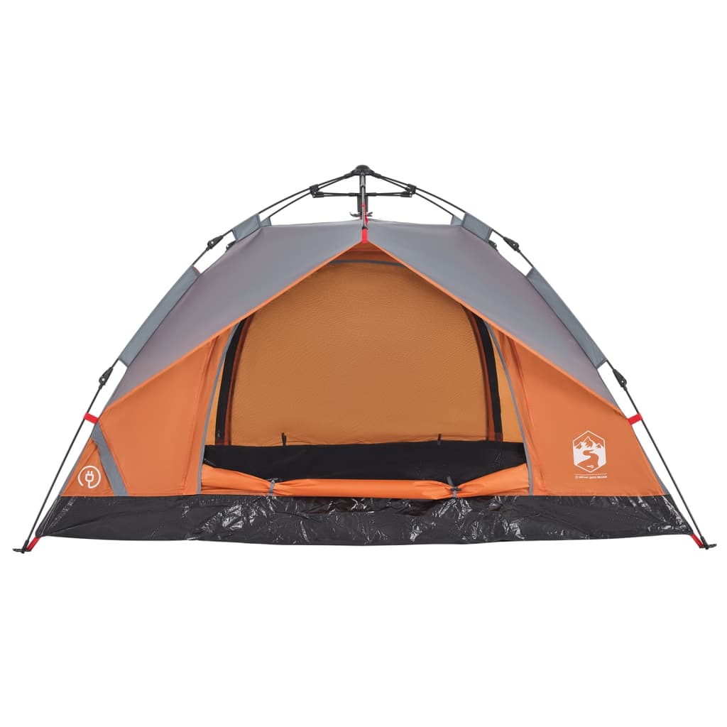 vidaXL Camping Tent Dome 2-Person Grey and Orange Quick Release