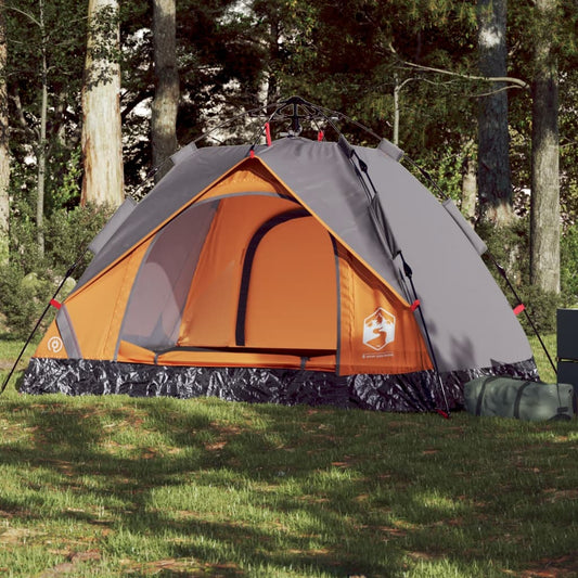 vidaXL Camping Tent Dome 2-Person Grey and Orange Quick Release