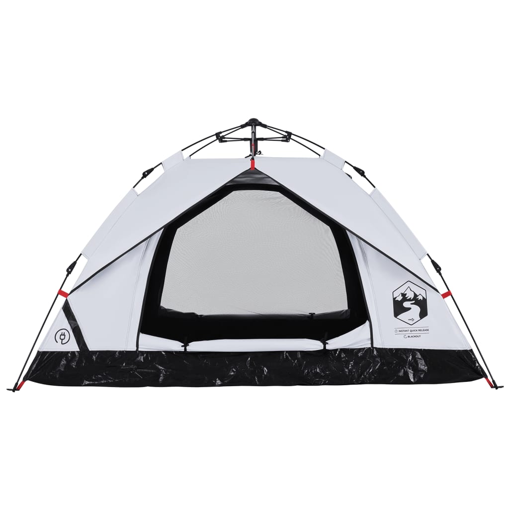 vidaXL Camping Tent Dome 2-Person White Blackout Fabric Quick Release