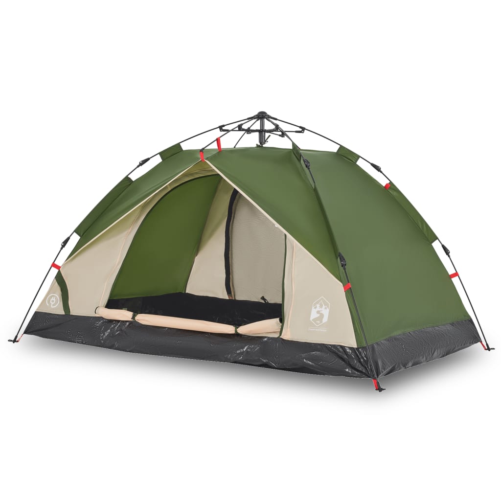 vidaXL Camping Tent Dome 3-Person Green Quick Release