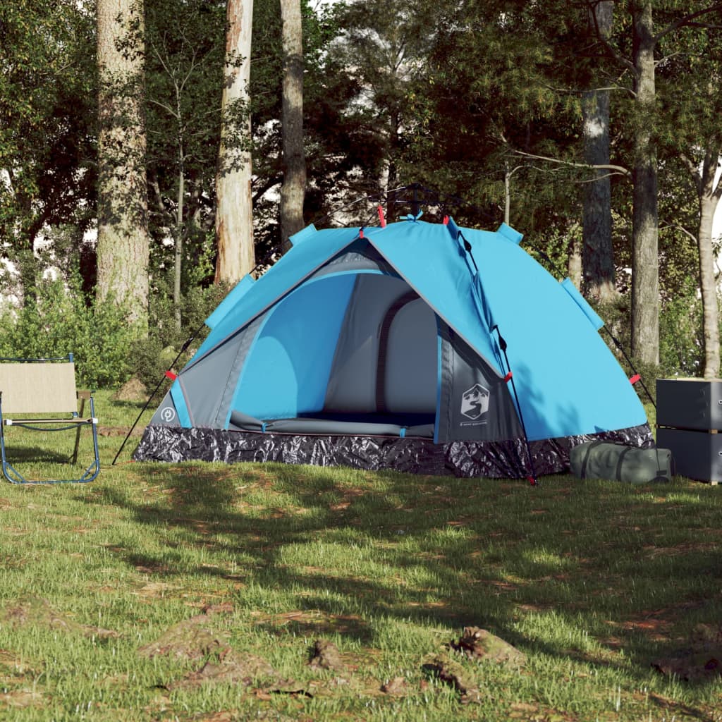 vidaXL Camping Tent Dome 3-Person Blue Quick Release