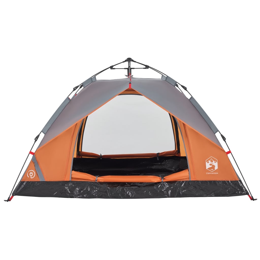 vidaXL Camping Tent Dome 3-Person Grey and Orange Quick Release