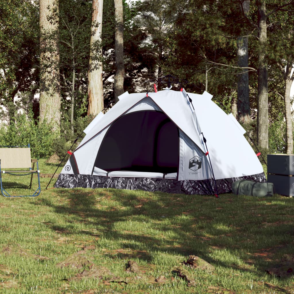 Camping Tent Dome 3-Person White Blackout Fabric Quick Release