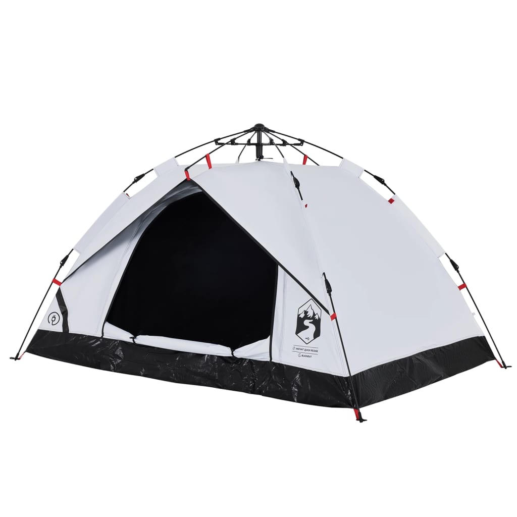 Camping Tent Dome 3-Person White Blackout Fabric Quick Release