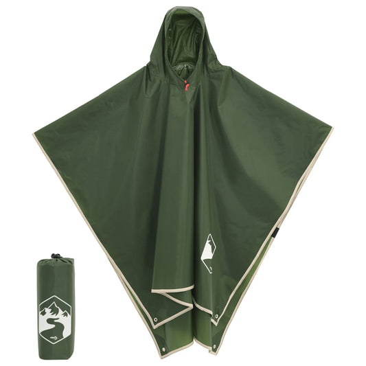 vidaXL Rain Poncho with Hood 2-in-1 Design Green 223x145 cm