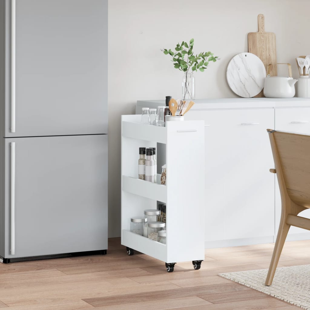 Cabinet with Wheels White 60x22x79 cm Engineered Wood