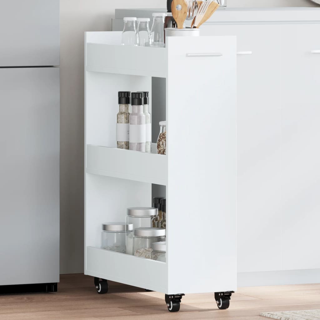 Cabinet with Wheels White 60x22x79 cm Engineered Wood