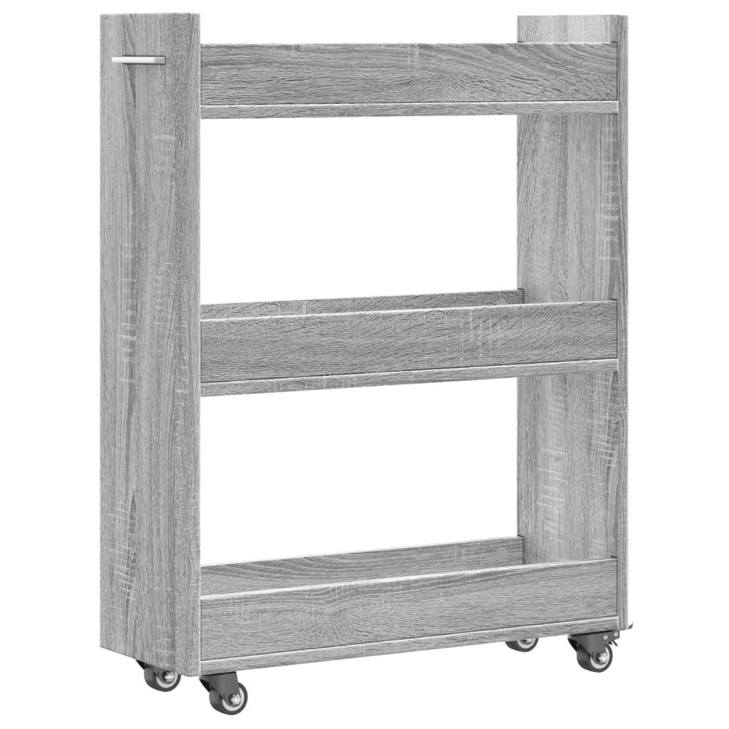 Cabinet with Wheels Grey Sonoma 60x22x79 cm Engineered Wood
