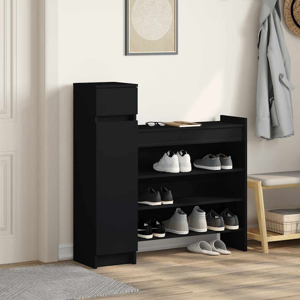Shoe Cabinet Black 100,5x28x100 cm Engineered Wood