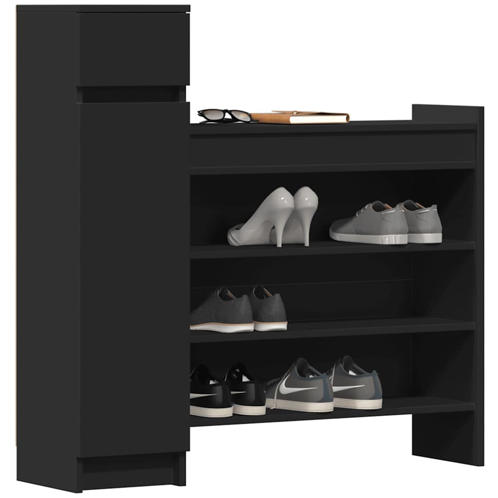 Shoe Cabinet Black 100,5x28x100 cm Engineered Wood