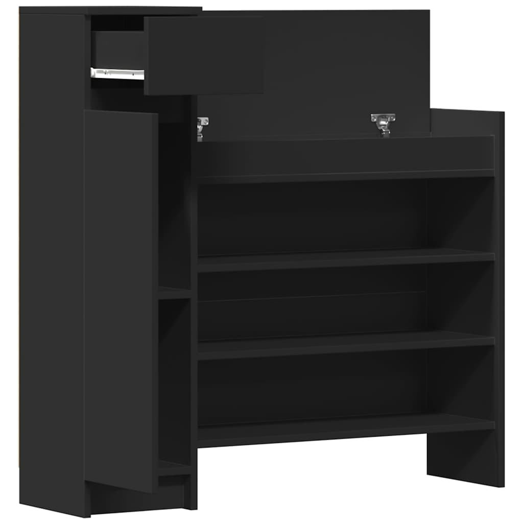 Shoe Cabinet Black 100,5x28x100 cm Engineered Wood