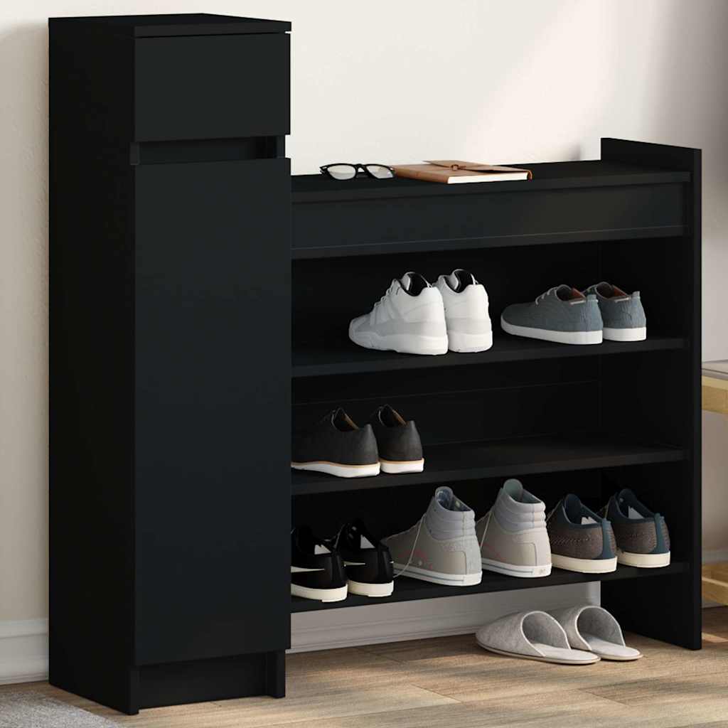 Shoe Cabinet Black 100,5x28x100 cm Engineered Wood