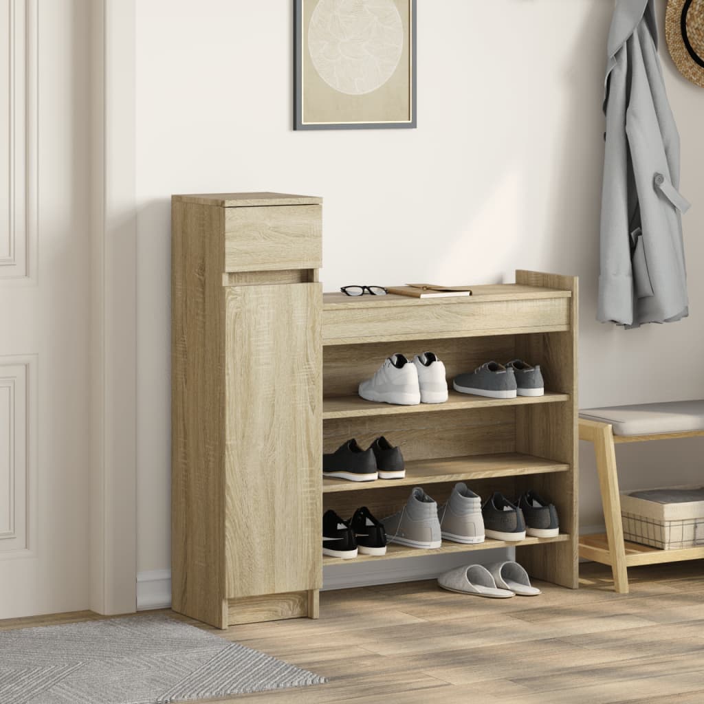 Shoe Cabinet Sonoma Oak 100,5x28x100 cm Engineered Wood