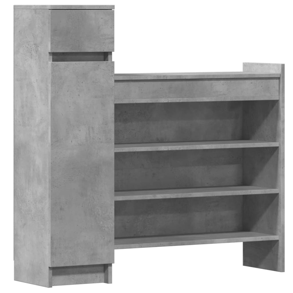 vidaXL Shoe Cabinet Concrete Grey 100.5x28x100 cm Engineered Wood