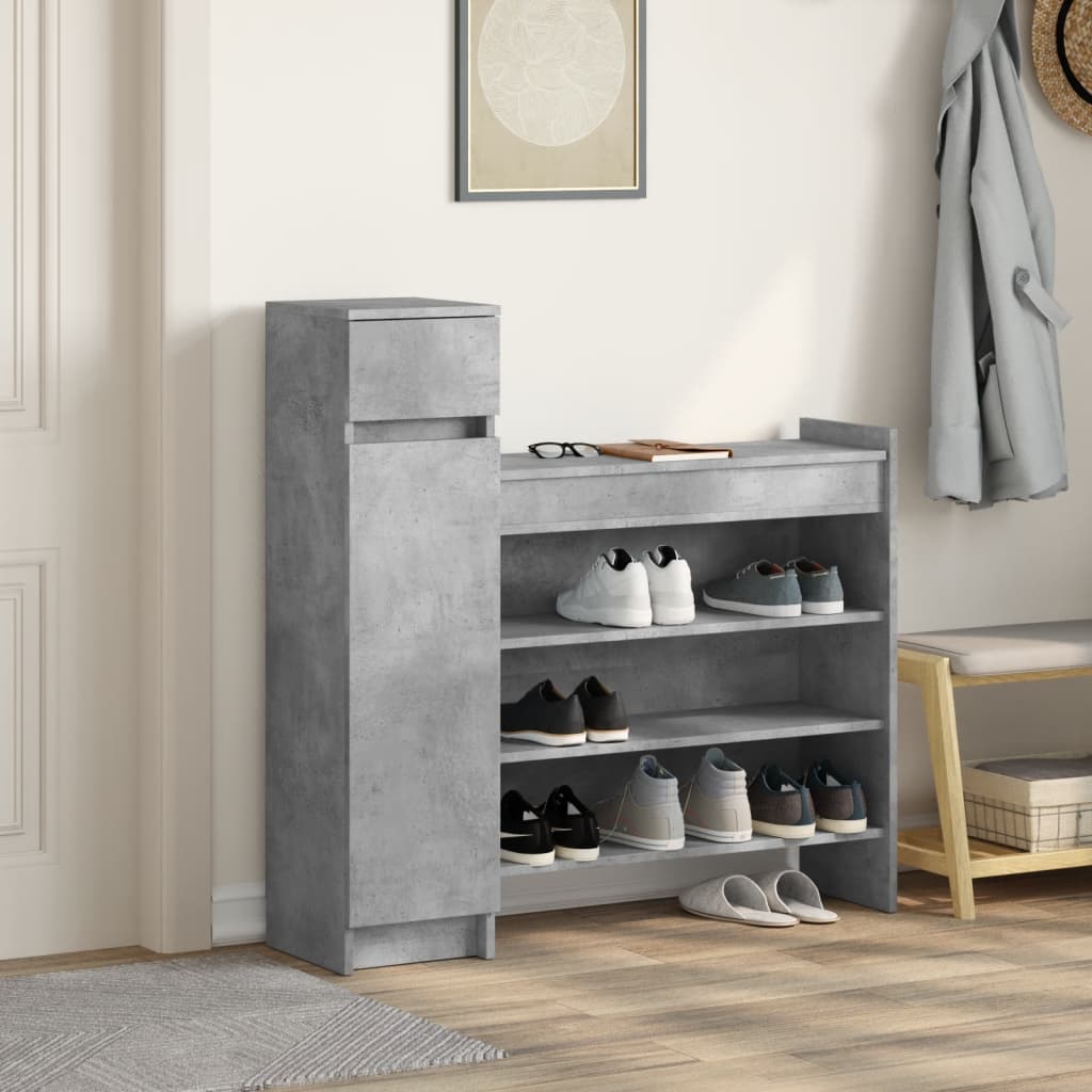 vidaXL Shoe Cabinet Concrete Grey 100.5x28x100 cm Engineered Wood