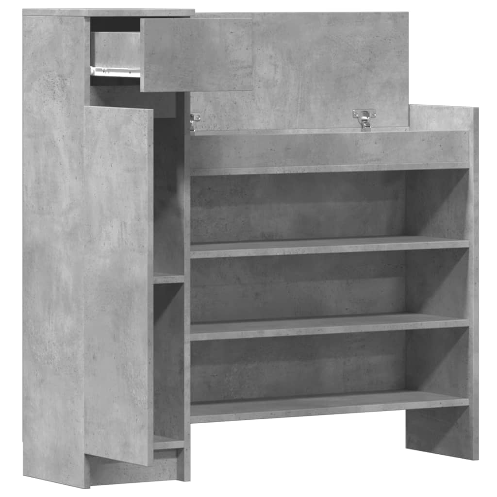 vidaXL Shoe Cabinet Concrete Grey 100.5x28x100 cm Engineered Wood