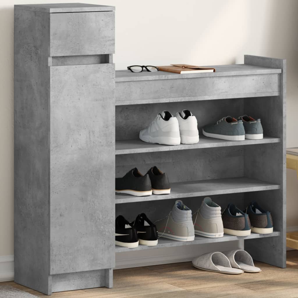 vidaXL Shoe Cabinet Concrete Grey 100.5x28x100 cm Engineered Wood