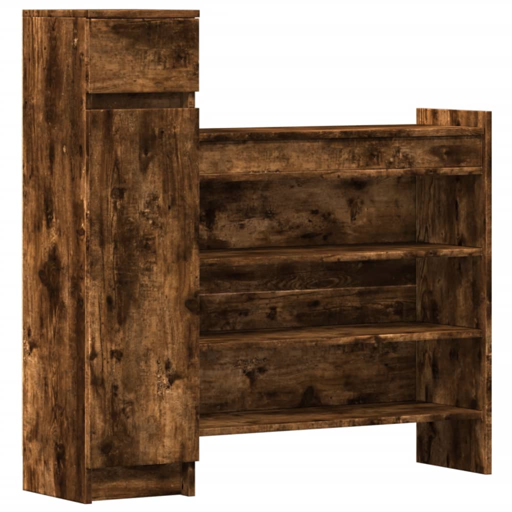 Shoe Cabinet Smoked Oak 100,5x28x100 cm Engineered Wood