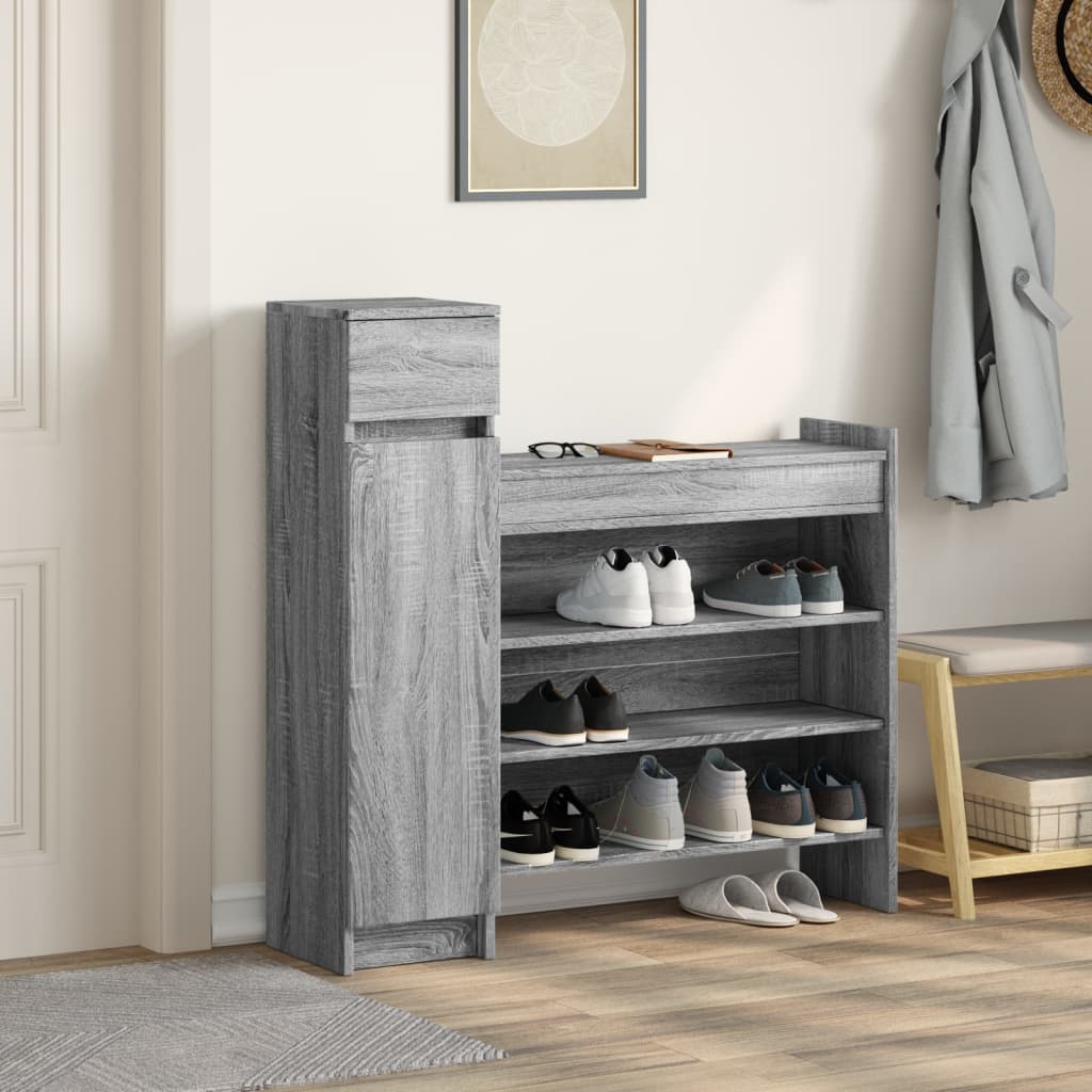 Shoe Cabinet Grey Sonoma 100,5x28x100 cm Engineered Wood