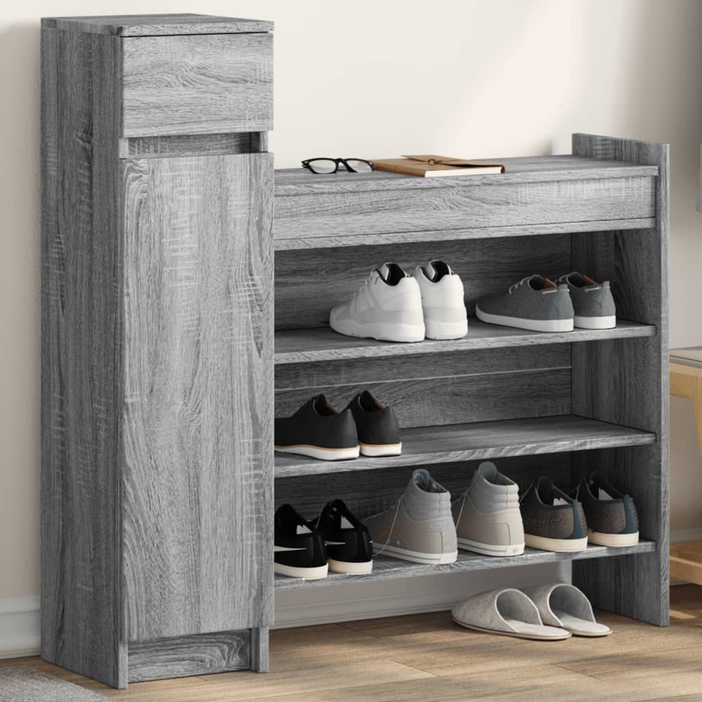 Shoe Cabinet Grey Sonoma 100,5x28x100 cm Engineered Wood