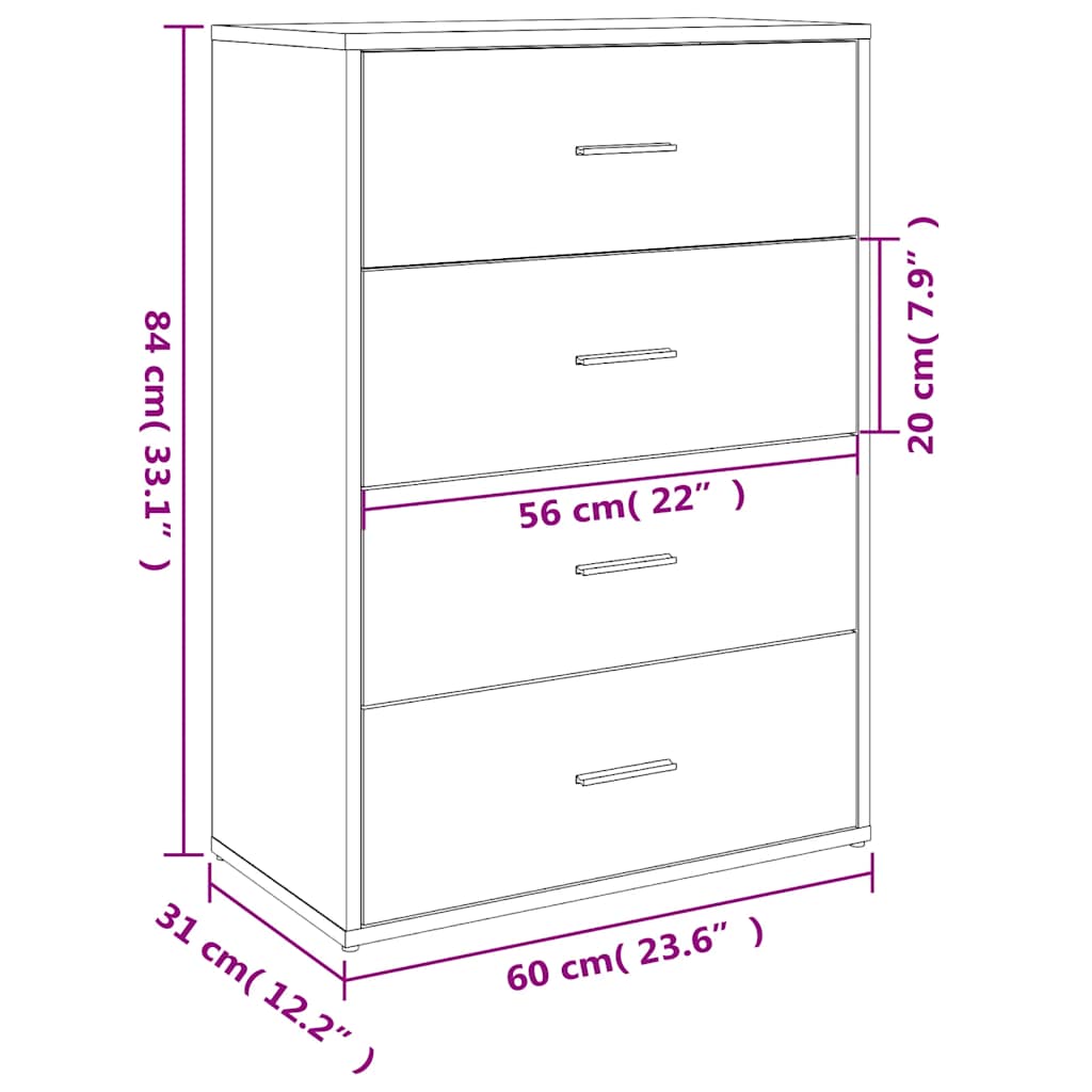 Sideboard Grey Sonoma 60x31x84 cm Engineered Wood