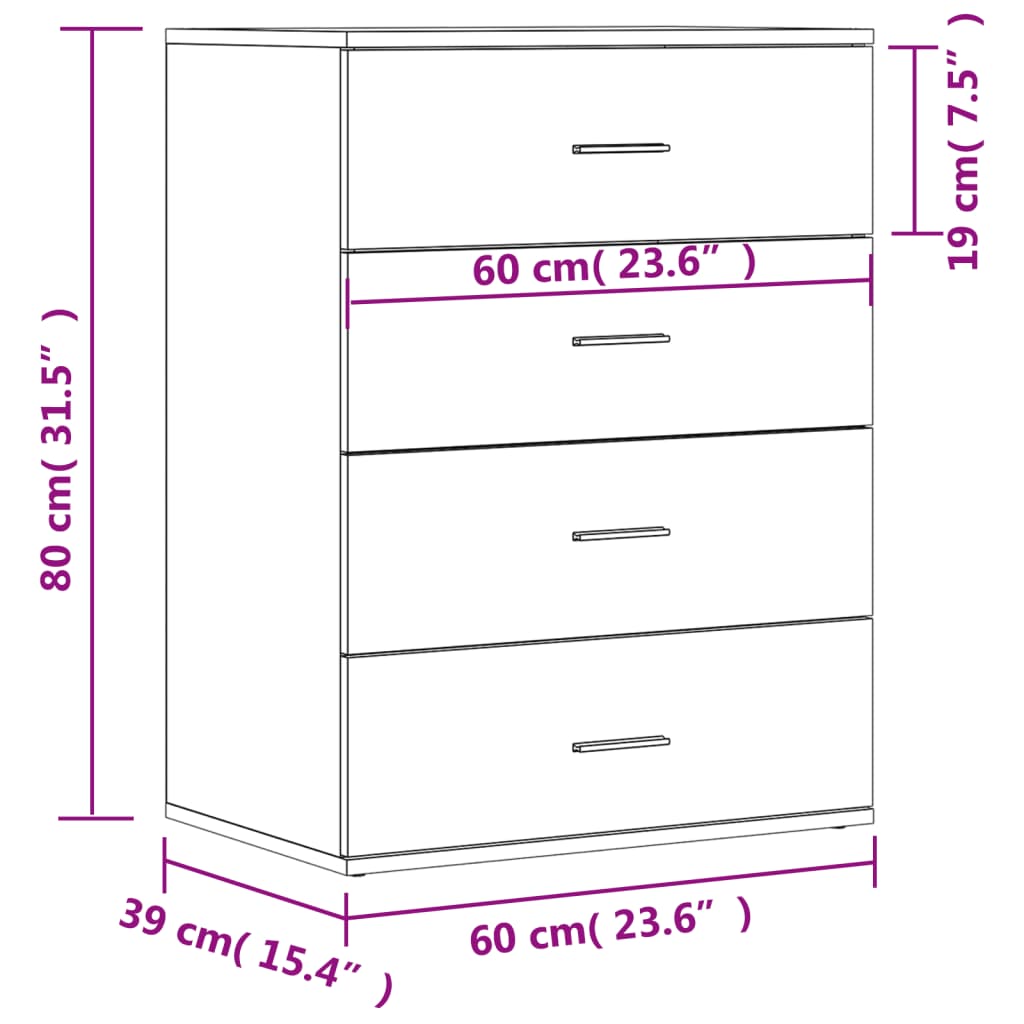 vidaXL Sideboard Brown Oak 60x39x80 cm Engineered Wood