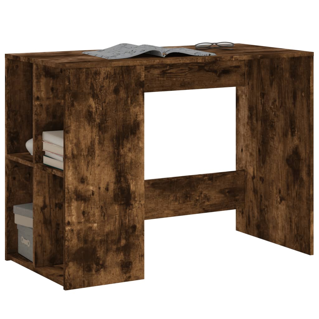 vidaXL Desk Smoked Oak 102x50x75 cm Engineered Wood