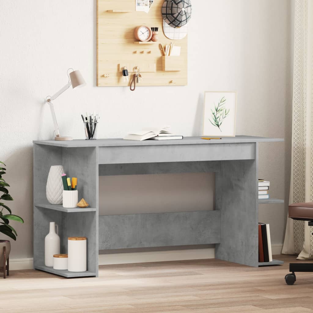 vidaXL Desk Concrete Grey 140x50x75 cm Engineered Wood