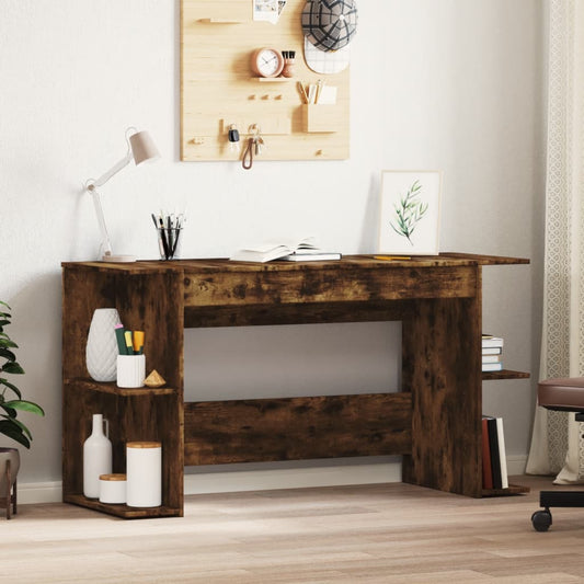 vidaXL Desk Smoked Oak 140x50x75 cm Engineered Wood