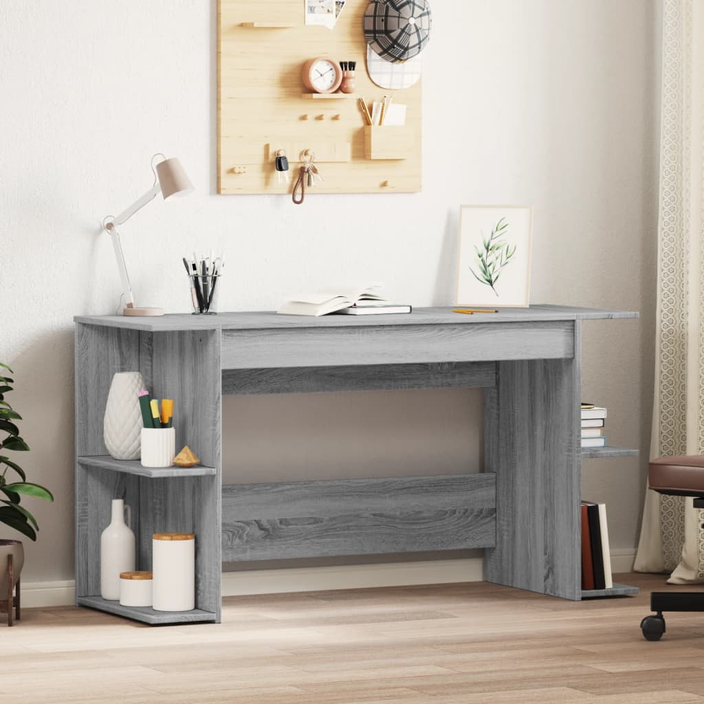 vidaXL Desk Grey Sonoma 140x50x75 cm Engineered Wood