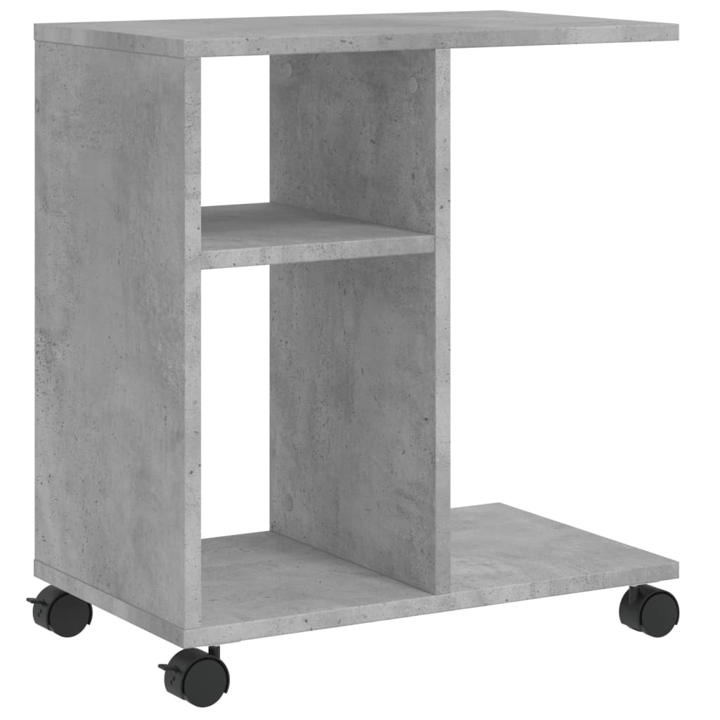 Side Table with Wheels Concrete Grey 50x30x55cm Engineered Wood