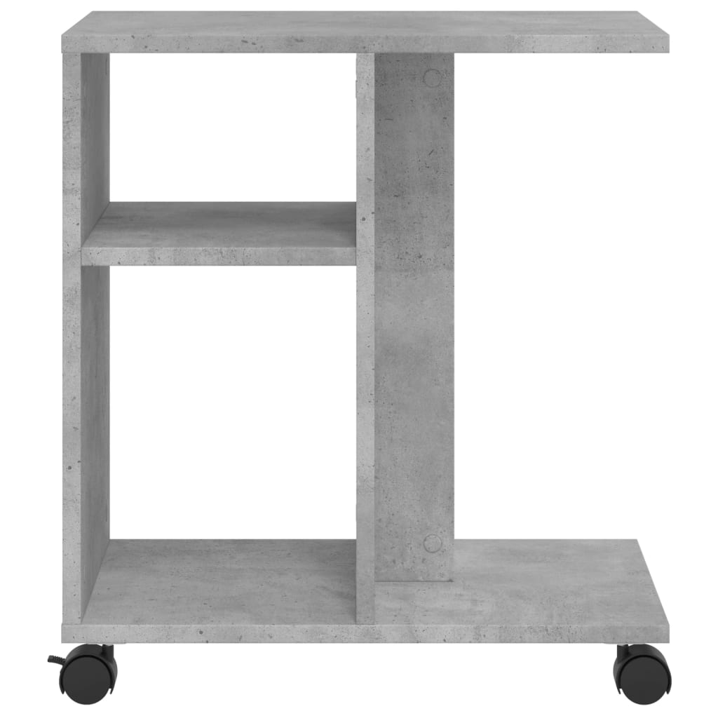 Side Table with Wheels Concrete Grey 50x30x55cm Engineered Wood