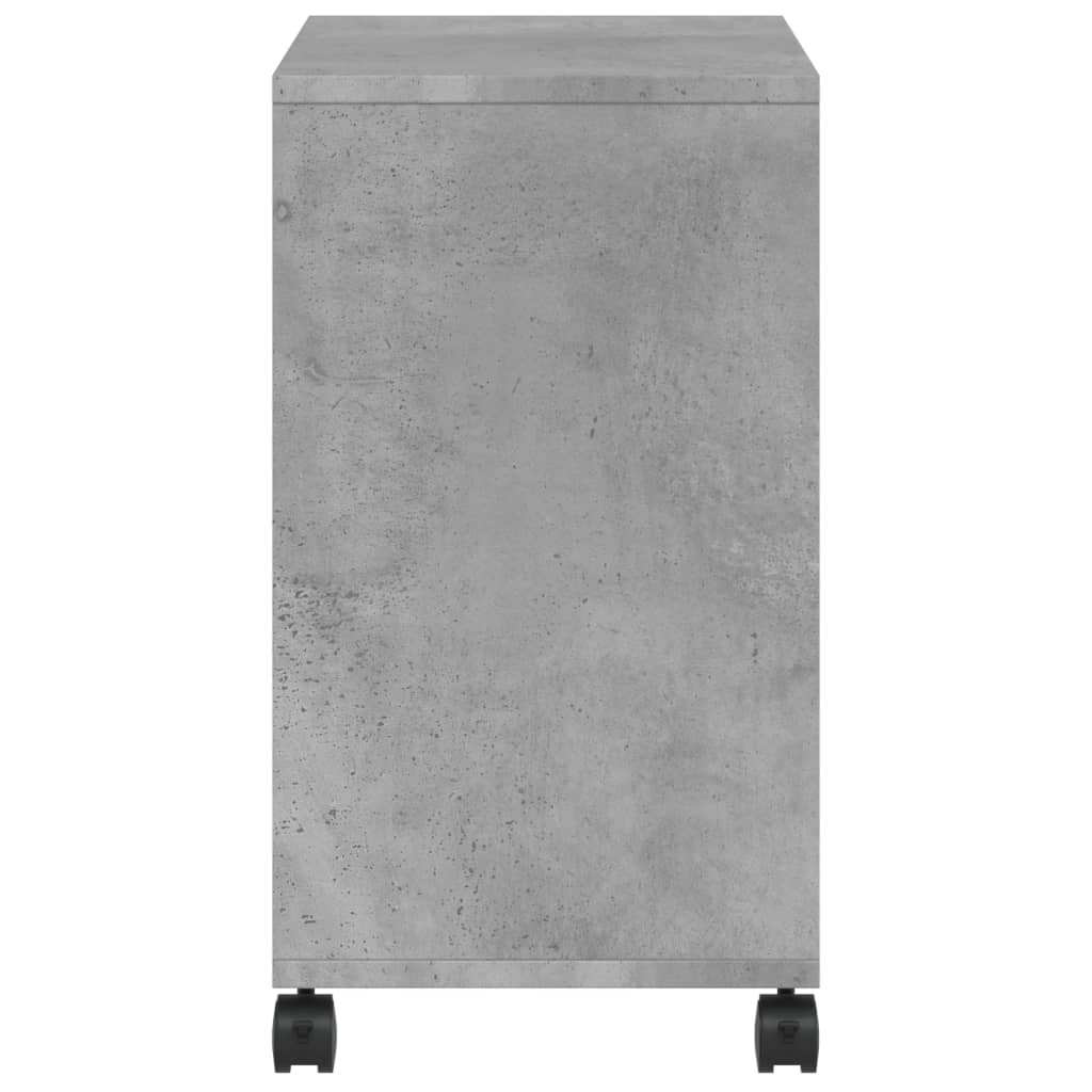 Side Table with Wheels Concrete Grey 50x30x55cm Engineered Wood