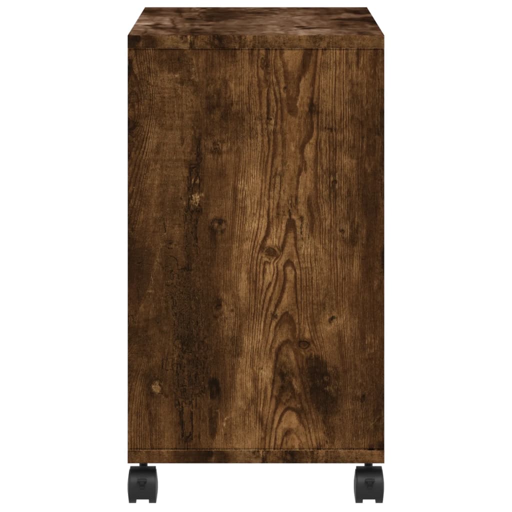 Side Table with Wheels Smoked Oak 50x30x55 cm Engineered Wood