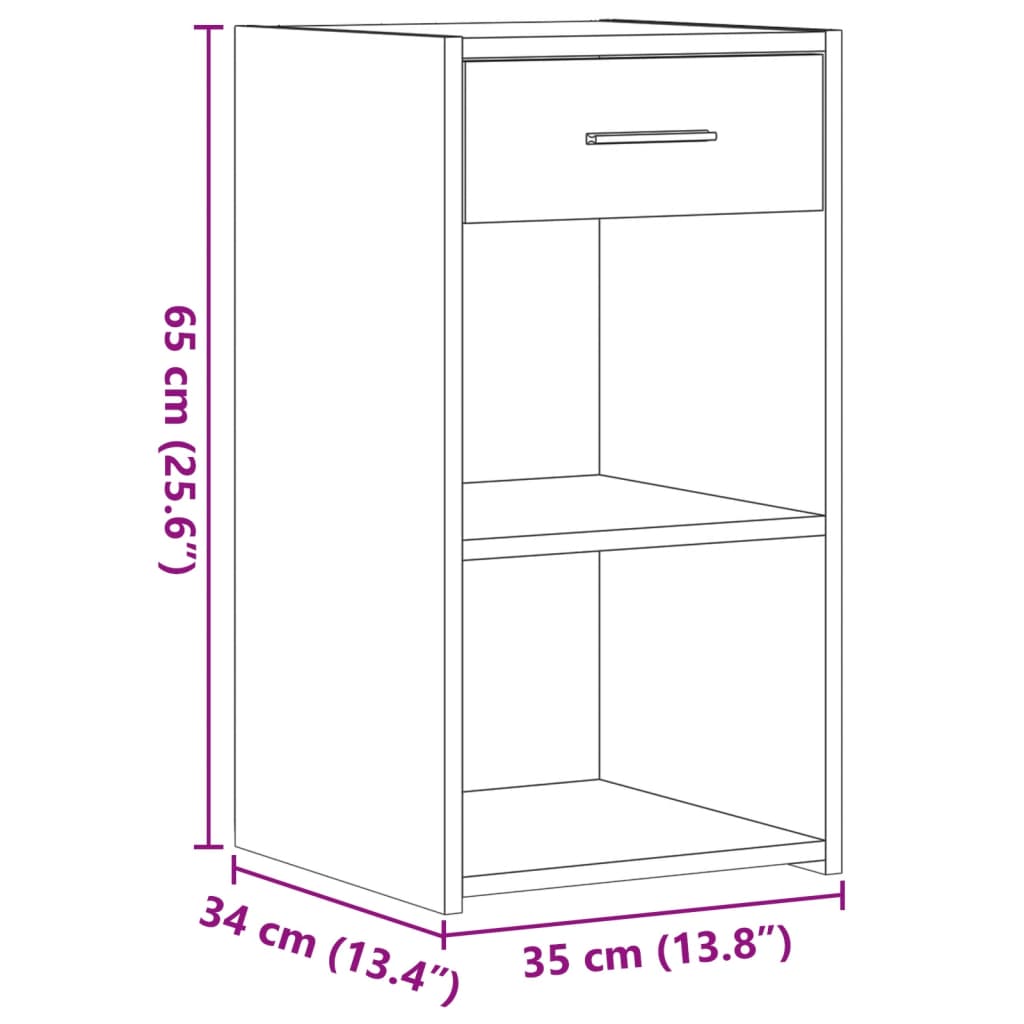 vidaXL Bedside Cabinet Sonoma Oak 35x34x65 cm Engineered Wood