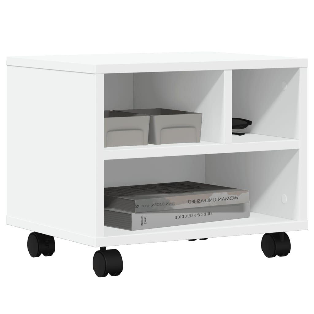Printer Stand with Wheels White 41x32x34,5 cm