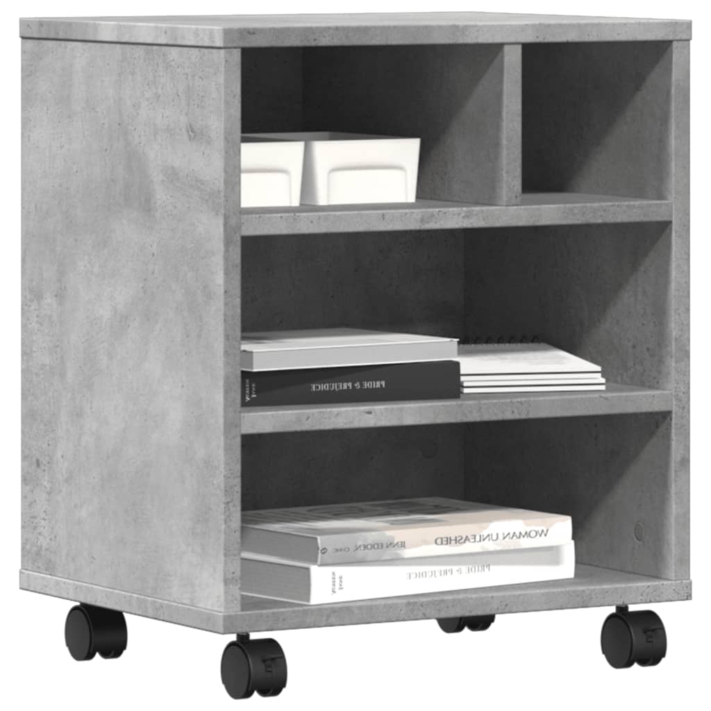 Printer Stand with Wheels Concrete Grey 41x32x48 cm