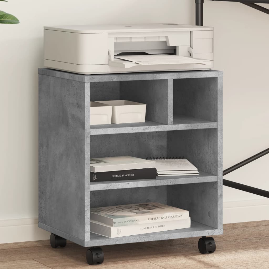 Printer Stand with Wheels Concrete Grey 41x32x48 cm