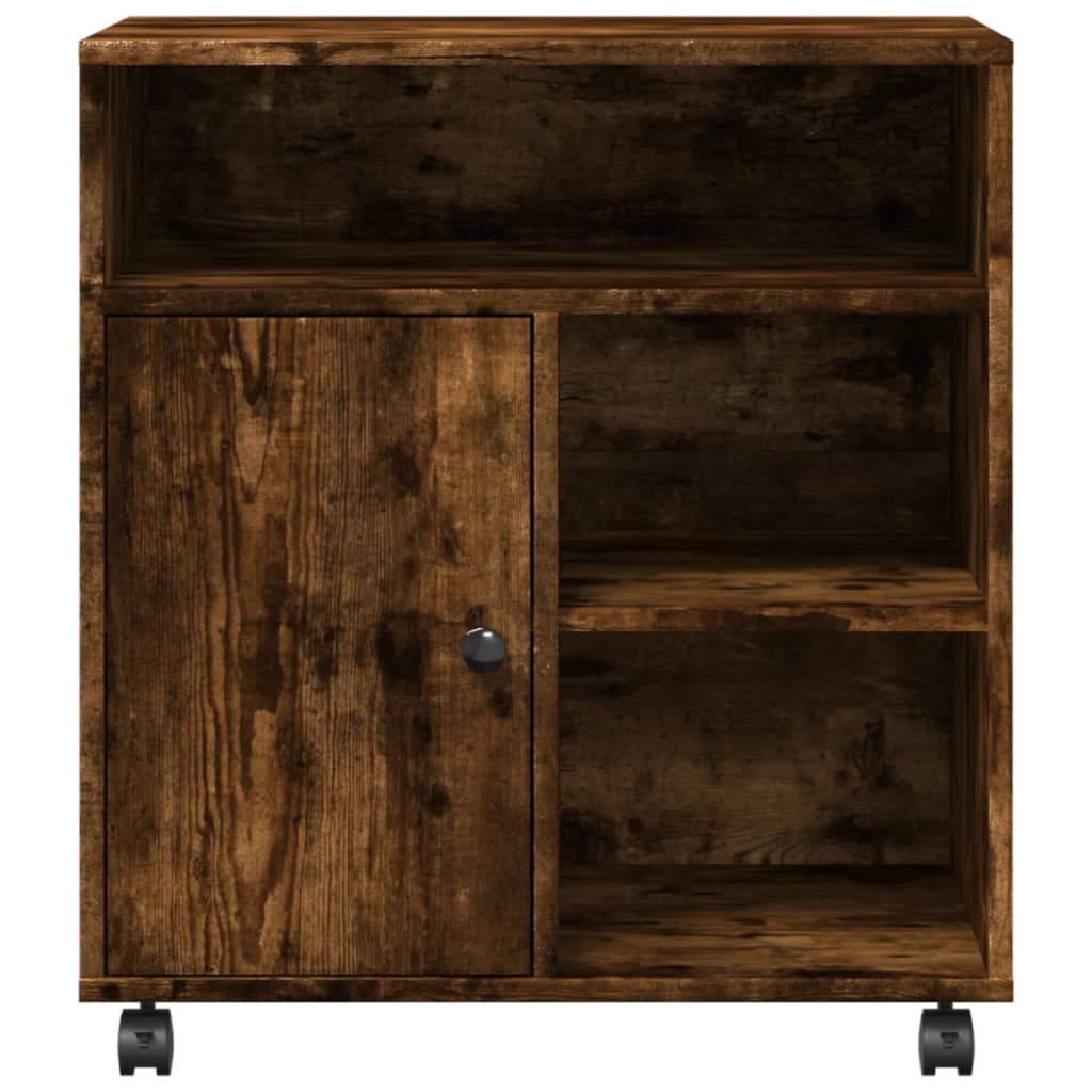 Printer Stand with Wheels Smoked Oak 60x50x67 cm