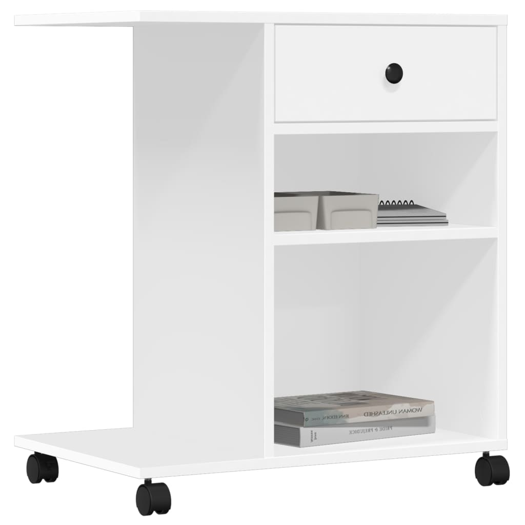 Printer Stand with Wheels White 60x40x68,5 cm