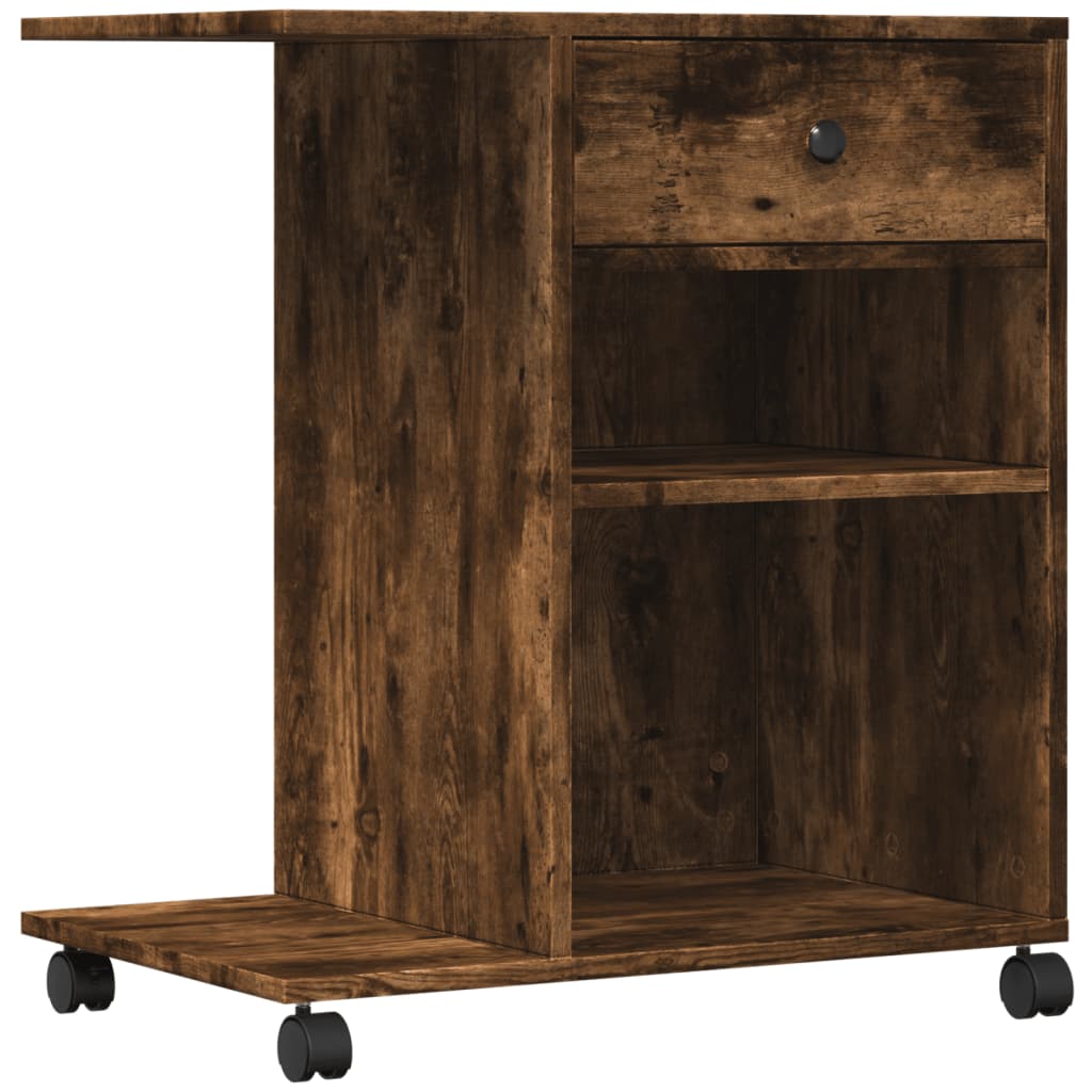 Printer Stand with Wheels Smoked Oak 60x40x68.5 cm