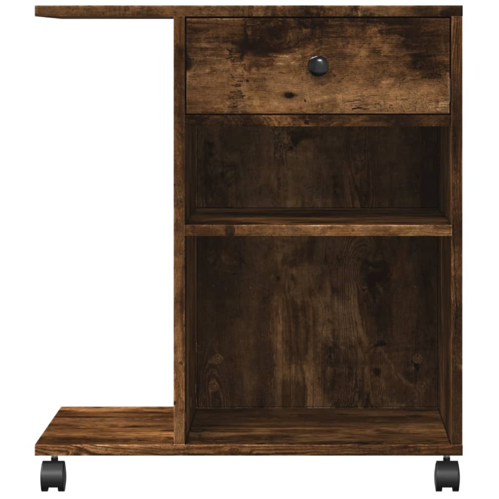 Printer Stand with Wheels Smoked Oak 60x40x68.5 cm
