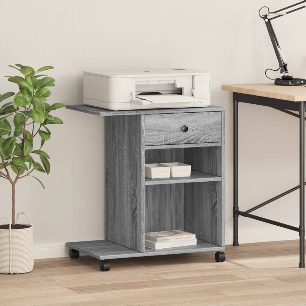 Printer Stand with Wheels Grey Sonoma 60x40x68,5 cm