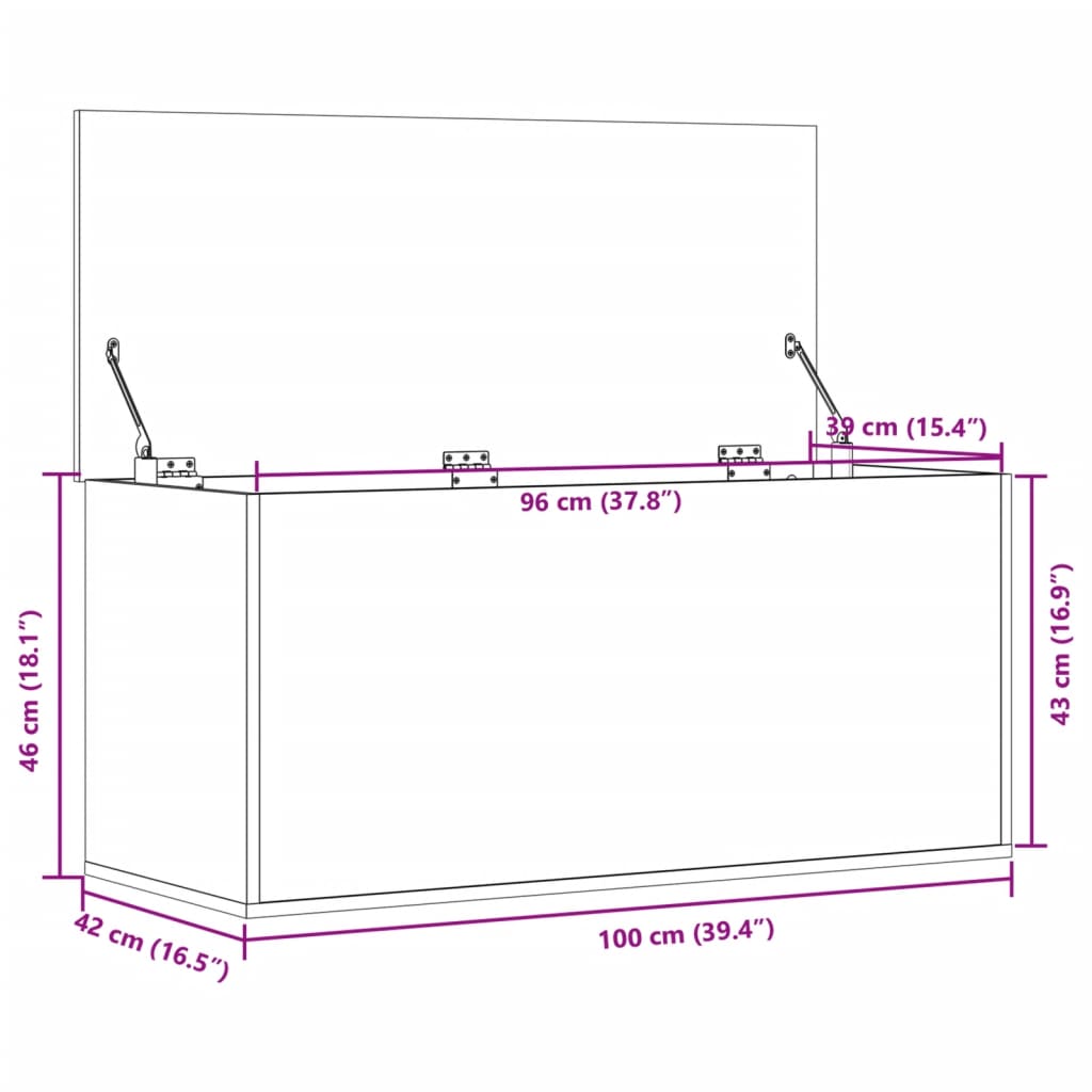 vidaXL Storage Box White 100x42x46 cm Engineered Wood