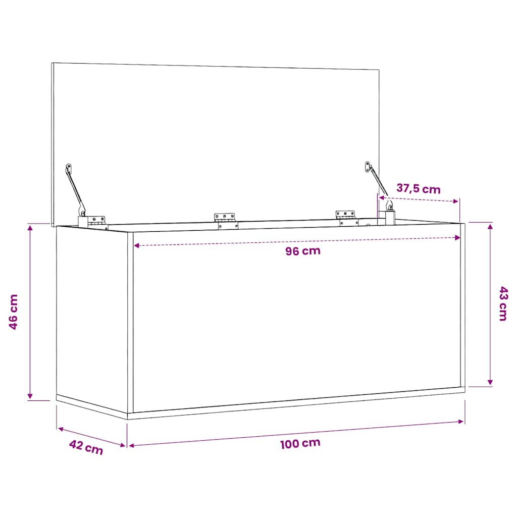 Storage Box White 100x42x46 cm Engineered Wood