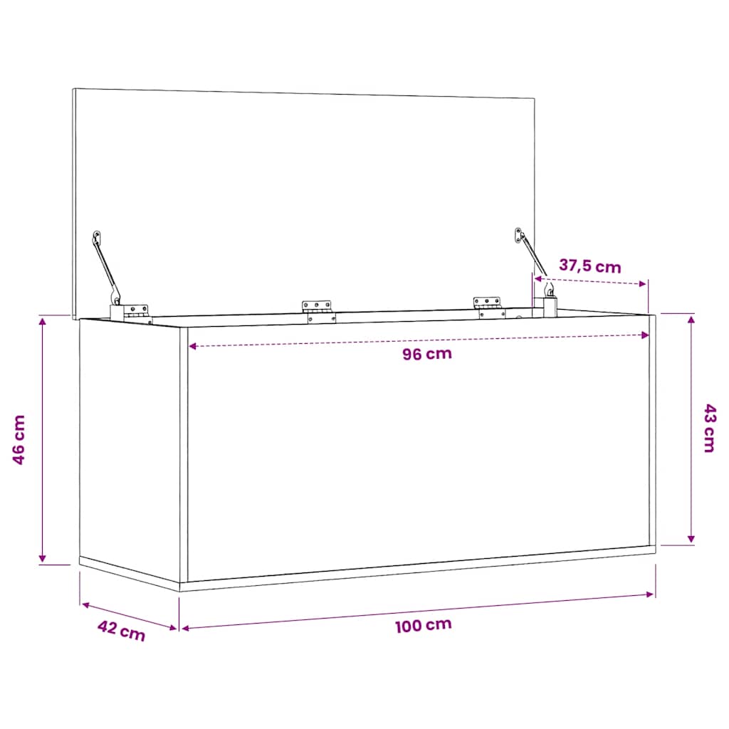 Storage Box Sonoma Oak 100x42x46 cm Engineered Wood