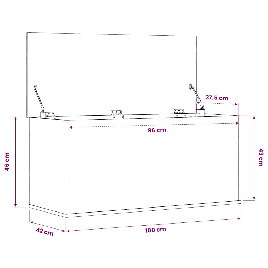 Storage Box Grey Sonoma 100x42x46 cm Engineered Wood